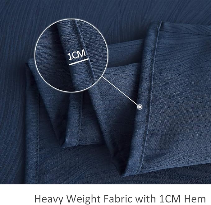 maxmill Jacquard Table Cloth Waving Pattern Water Resistant Wrinkle Resistance Heavy Weight Soft Tablecloth for Kitchen Dinning Tabletop Decoration Oblong 60 x 140 Inch Navy Blue