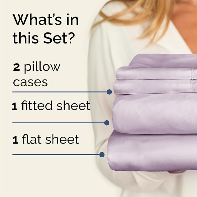 Twin 4 Piece Sheet Set - Cooling & Breathable Bed Sheets - Hotel Luxury Bed Sheets for Women, Men, Kids & Teens - Bedding w/Deep Pockets & Easy Fit - Soft & Wrinkle Free - Twin Light Lavender Sheets