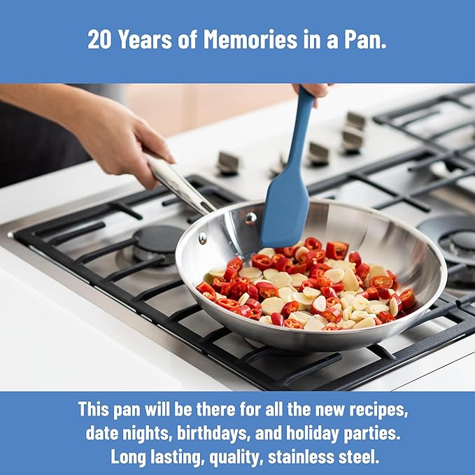 Misen 5-Ply Stainless Steel 6" Frying Pan - Professional Cookware for Induction, Gas and Electric - Dishwasher Safe, Oven Safe to 800째F - Durable, Versatile, Even Heating