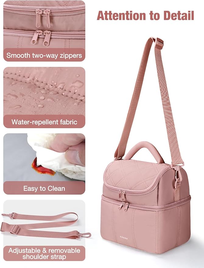 Vuudh Insulated Lunch Bags for Women, Quilted Lunch Box, Lightweight Puffy Padded Waterproof Lunch Tote, Reusable Lunch Cooler bag for Work Picnic Travel
