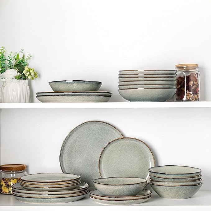 AmorArc Ceramic Cereal Bowls Set of 6, 24 oz Handmade Stoneware Bowls Set for Cereal Soup Salad, Stylish Kitchen bowls for Meal, Dishwasher & Microwave Safe