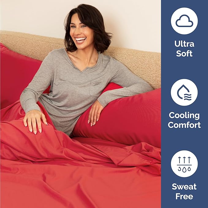 Twin 4 Piece Sheet Set - Cooling and Breathable Bed Sheets - Hotel Luxury Bed Sheets for Women, Men, Kids & Teens - Comfy Bedding with Deep Pockets & Easy Fit - Soft and Wrinkle Free - Twin Red Sheets