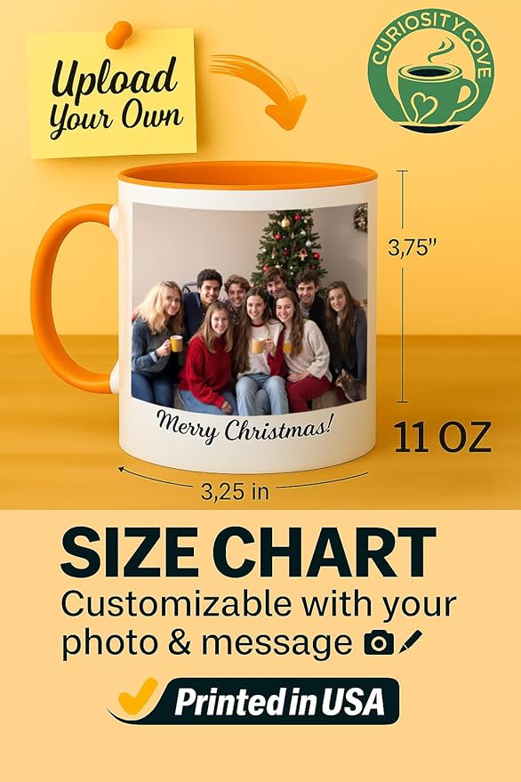 Personalized Coffee Mug | Custom Photo, Text, or Logo Cup (11oz, Orange Rim, Inner, and Handle) |Dishwasher & Microwave Safe |Unique Gift for Men & Women ?밫aza Personalizada