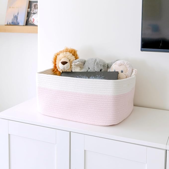 NaturalCozy Storage Baskets 16.8?쓝13?쓝7.6??Cotton Rope Woven Baskets for Organizing 3-Pack | Toy Storage Bins | Basket for Shelves, Laundry, Blanket, Clothes, Closet, Kitchen, Bathroom, Gifts