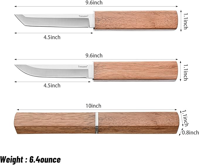 Treszen Double Knife Set, Flexible Cooking Knife for Peeling, Slicing, Trimming, etc., Precision Close Knife, High Carbon Stainless Steel Blades, Kitchen Knives, Yellow