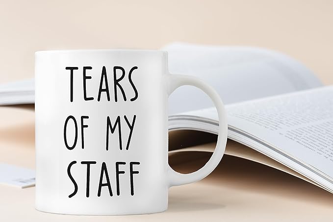 QASHWEY Tears of My Staff Mug, Funny Boss Gifts Coffee Mugs, Bosses Day BossGifts Staff Gift Tea Cup Gifts for Boss Women Men, Funny BossCoffee MugCoffee Cups Ceramic 11oz