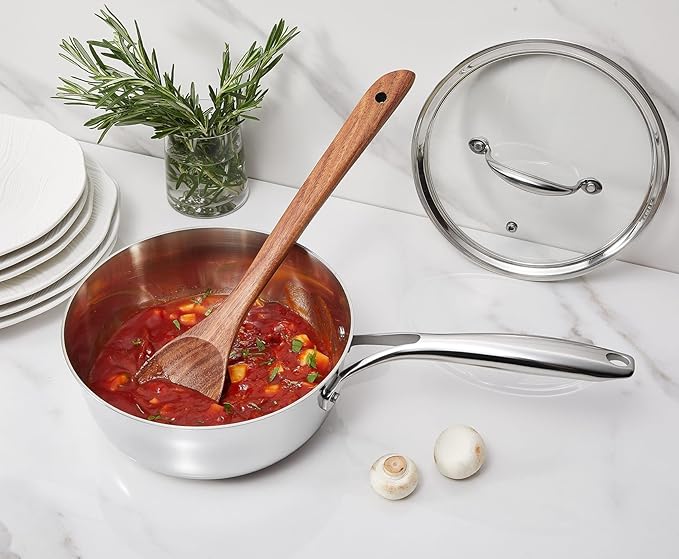 KEAWELL K3 Premium 2-Quart Tri-Ply Stainless Steel Saucepan with Lid, Induction & Oven Safe up to 600째F, Even Heating, Professional Cookware for All Stovetops (2-Qt)