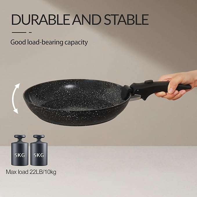21PCS ceramic cookware set,Nonstick ceramic pan, Removable Handle pots and pans set, Stackable Pan Set, Nonstick Pots and Pans Set Non Stick(Black)
