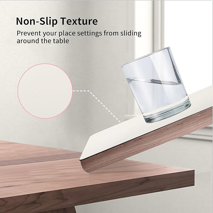Maxpearl Faux Leather Placemats Set of 4, Waterproof - Wipe Clean - Heat Resistant - Anti Slip Dining Table Place Mats, Suitable for Indoor & Outdoor Use, 17?쇺쇒?2?쇺? Ivory White