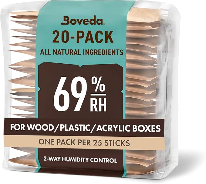Boveda 69% Two-Way Humidity Control Packs For Plastic & Wood Humidifier Boxes & Zip Lock Bags ??Size 60 ??20 Pack ??Moisture Absorbers ??Humidifier Packs ??Hydration Packets in Resealable Bag