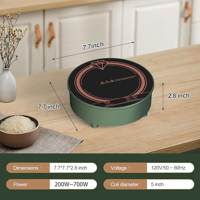 Mini Induction Cooktop, Small Burner 700W/120V Mini Hot Plate Electric Stove Cookter for Traveling Camping kitchen spaces Small Induction Cooktop for Coffee,Tea & Milk