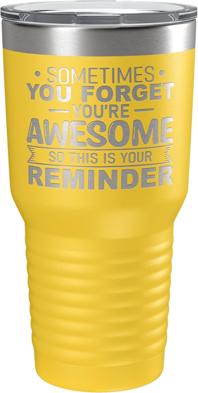 Spotted Dog Company Inspirational Tumbler, Inspirational Gifts for Men Dad Father Wife Sister Women, Birthday For Him Her, You?셱e Awesome Tumbler, Teacher Coworker Gifts 30oz Yellow