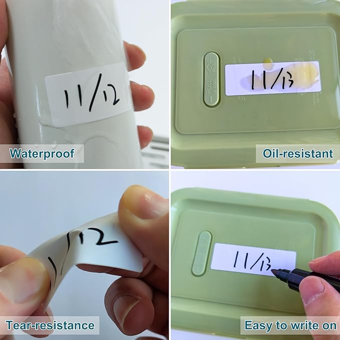 CATIFLIN 600 Blank Removable Freezer Label Stickers, 1?쓝3??Waterproof Adhesive Paper Tags with Perforation, Easy to Write & Peel for Food Jars, Bottles, Containers, Refrigerator, Storage