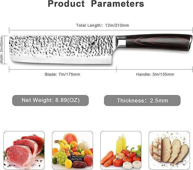 imarku Nakiri Knife Meat Cleaver, Razor Sharp 7 Inch Chef Knife Japanese Stainless Steel Vegetable Kitchen Knife with Ergonomic Handle for Home, Christmas Gifts for Women and Men