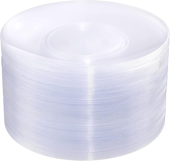 Hioasis 100pcs Clear Plastic Plates for Party - 10.25" Dinner Plates Disposable, Heavy -duty, Classy and Elegant for Wedding