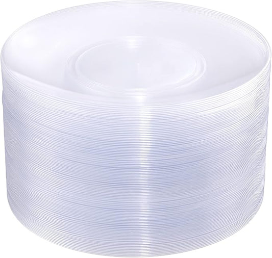 Hioasis 100pcs Clear Plastic Plates for Party - 10.25" Dinner Plates Disposable, Heavy -duty, Classy and Elegant for Wedding