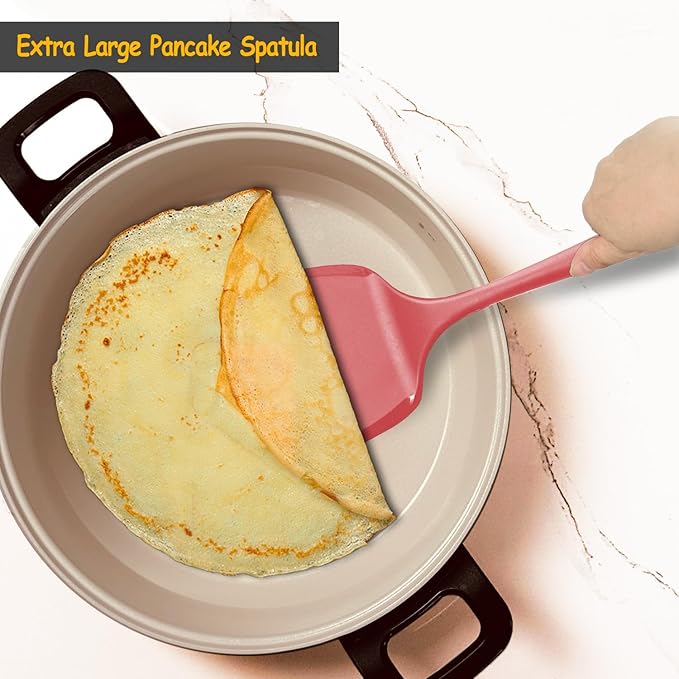 Silicone Spatula Set, 600째F Heat Resistant Silicone Spatula Turner Flipper for Cooking, Non Stick and Non Scratch Kitchen Utensils for Eggs & Pancakes, 4 Pack, Red