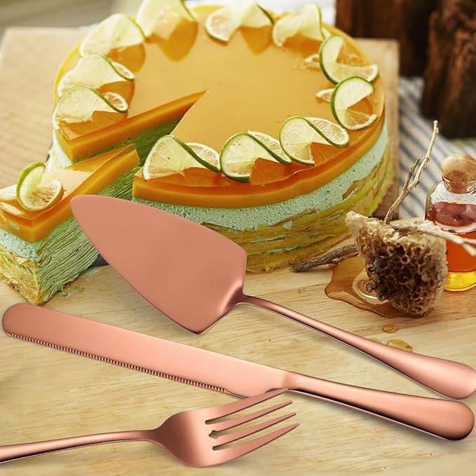 AARAINBOW Exquisite 8 Pieces Serving Utensils Set, Stainless Steel Serving Utensils with Serving Spoons, Food Serving Utensils Steel for Parties Buffet Home Serving Utensils Large (8 Rose Golden)…