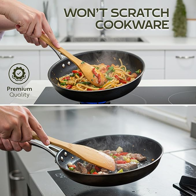 Kitchen gifts for Mom Wooden Spoons for Cooking 6-Piece Wooden Utensil Set with Spatulas & Spoons, Heat-Resistant, Eco-Friendly Kitchen Utensils for Non-Stick Cookware - gifts for her