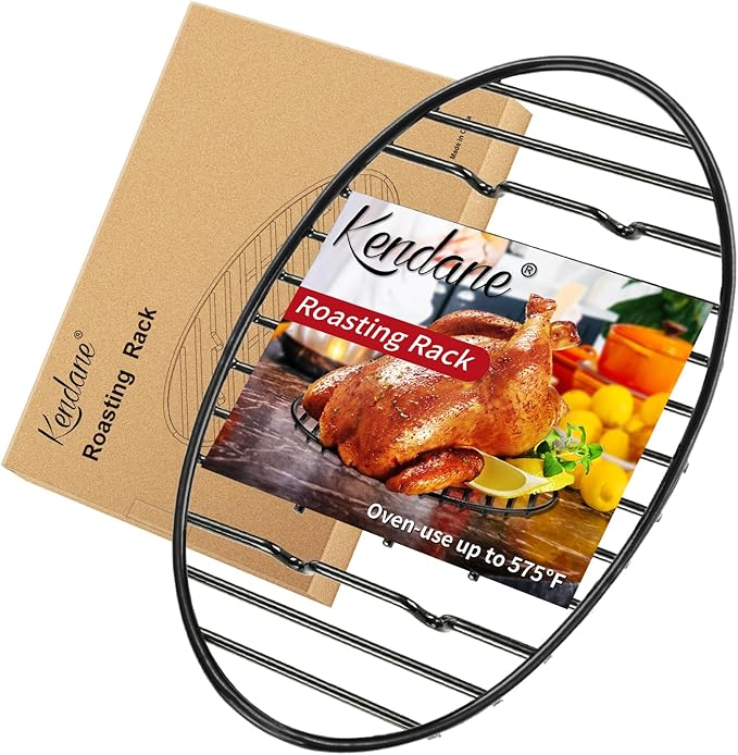 Roasting Rack with Integrated Feet, Cooling Drying Rack Kitchen Rack With Enameled Coating, PTFE Free, Great for Cooking, Roasting, Drying, Grilling, 12inch*8.5inch by KENDANE