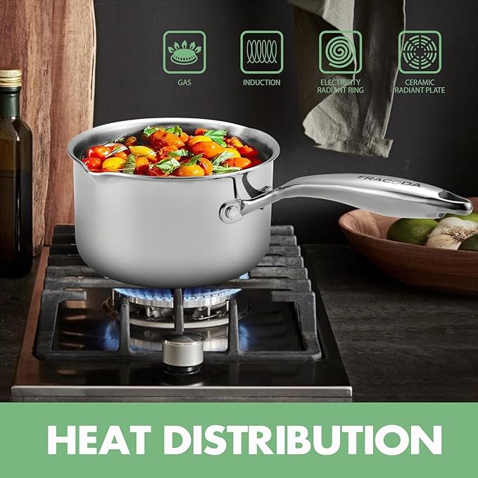 Tri-Ply Stainless Steel Sauce Pan with Steamer Basket & Strainer Glass Lid?밠ulti-Function Pot 3.5 QT- Modern Sleek Design?밪afe,Chemical-Free& Stylish Cookware?밬pgrade Your Kitchen with Healthy Cooking