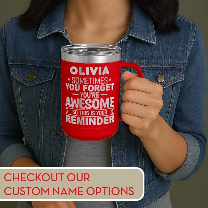 Spotted Dog Company Inspirational Travel Coffee Mug, Inspirational Gifts for Men Dad Father Wife Sister Women, Birthday For Him Her, You?셱e Awesome Tumbler, Teacher Coworker Gifts 15oz Red