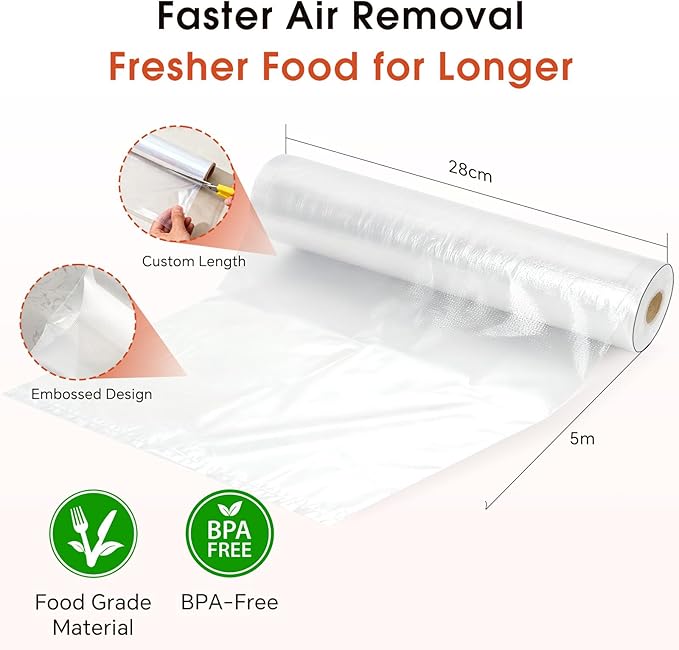 Vacuum Sealer Rolls 2 Pack, 11??x 16??Vacuum Seal Bags for Food Storage Saver, BPA-Free Food Saver Bags Rolls for Freezer, Meal Prep & Sous Vide Cooking