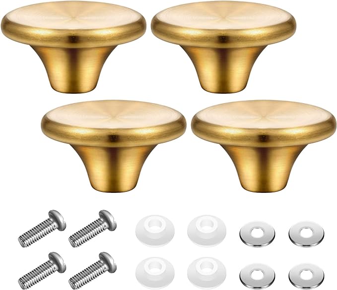 Hotop 4 Sets Dutch Oven Knob Stainless Steel Replacement Knob Pot Lid Handle Compatible with Le Creuset, Aldi, Lodge and Other Enameled Cast-Iron Dutch Oven (Gold)