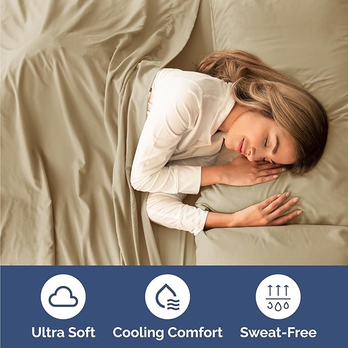 Twin 4 Piece Sheet Set - Cooling & Breathable Bed Sheets - Hotel Luxury Bed Sheets for Women, Men, Kids & Teens - Comfy Bedding with Deep Pockets & Easy Fit - Soft and Wrinkle Free - Twin Beige Sheets