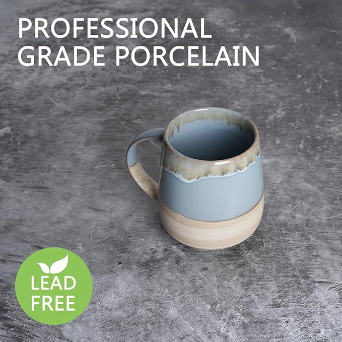 Bosmarlin Extra Large Ceramic Coffee Mug, 23 Oz, Dishwasher and Microwave Safe, Oversized Big Tea Cup, Reactive Glaze (Light Blue)