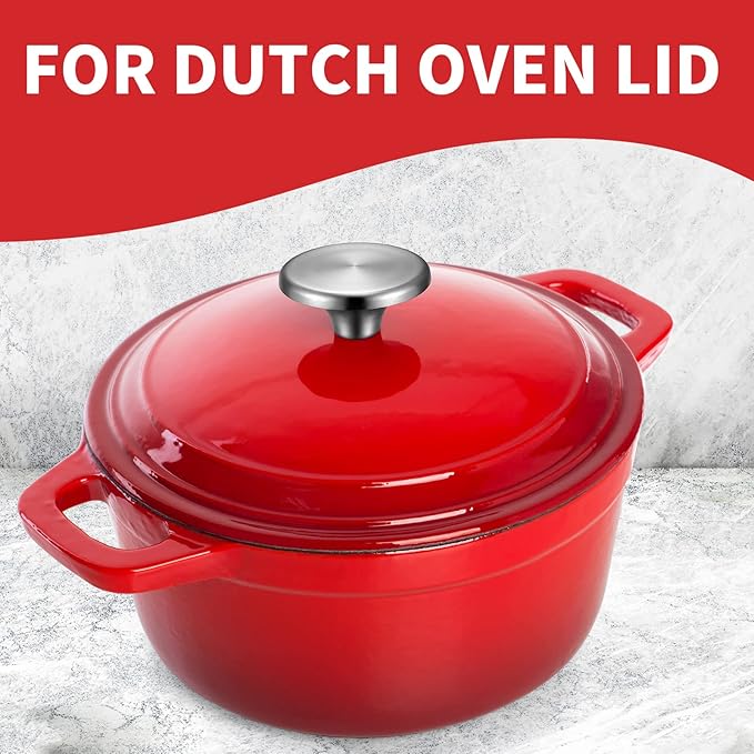 Hotop 4 Sets Dutch Oven Knob Stainless Steel Replacement Knob Pot Lid Handle Compatible with Le Creuset, Aldi, Lodge and Other Enameled Cast-Iron Dutch Oven (Silver)