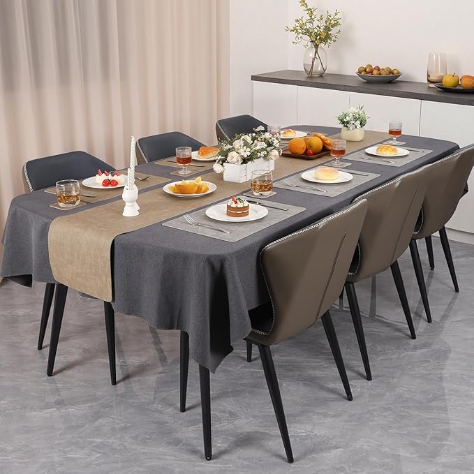 Myir JUN Reversible Vinyl Placemats Set of 6, Faux Leather Place Mats Dual Sided Waterproof Oilproof Wipeable, Heat-Resistant Table Mats for Kitchen Dining Indoor Outdoor (12" x 17", Light Gray Beige)