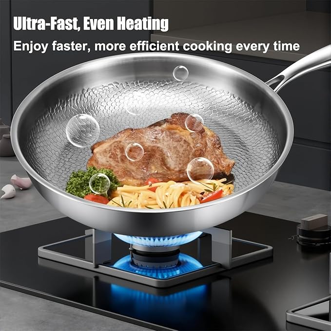 Titanium Hammered Pan Pro with Lid, 2025 New Multifunctional Ultra-Durable Scratch-Resistant Non Stick, Even Heating For Cooking