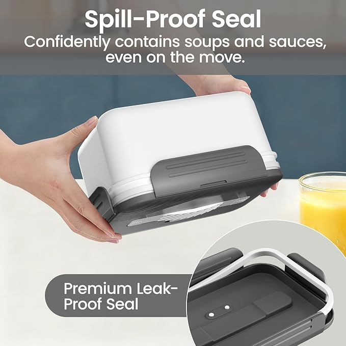 Herrfilk Cordless Electric Lunch Box for Adults, 1.8L/61oz Rechargeable Portable Food Warmer, 4in1 Ultra Quick Heated Lunch Box Food Heater for Travel/Car/Out Work, New Year White Elephant Gifts