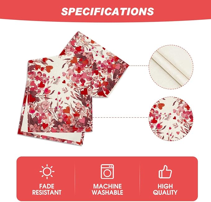 Artoid Mode Floral Red Love Heart Petals Table Runner, Wedding Kitchen Dining Table Decoration for Home Party Decor 13x72 Inch