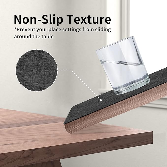 Maxpearl Faux Leather Placemats Set of 6 - Waterproof - Wipe Clean - Heat Resistant - Anti Slip Dining Table Place Mats, Suitable for Indoor & Outdoor Use, 17?쇺쇒?2?쇺? Black