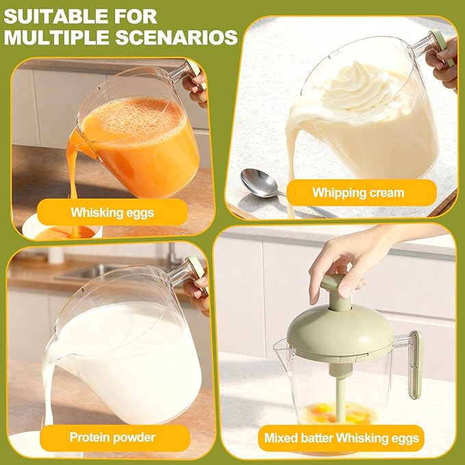 Manual Egg Beater, Manual Hand Mixer with Filter Cup, Multifunctional Press Rotate Mixing Tool with Strainer for Kitchen Baking Cooking