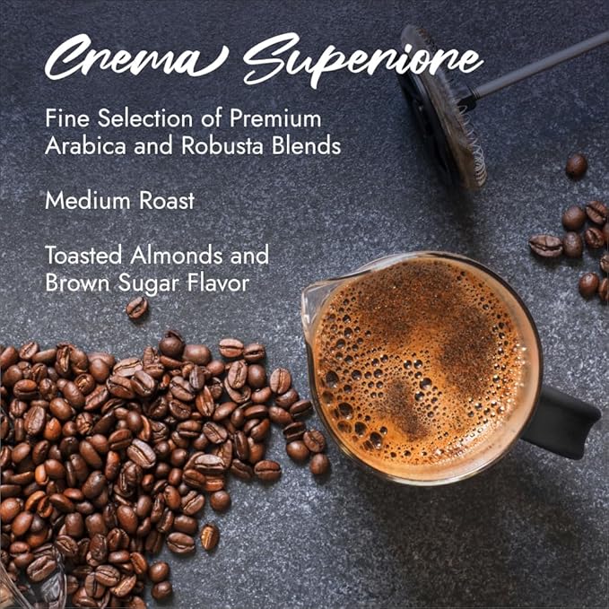 Caff챔 Borbone Whole Bean Coffee, Crema Superiore, Arabica and Robusta Blend - Roasted and Freshly Packaged in Italy - 2.2 Pound Bag (Pack of 6)
