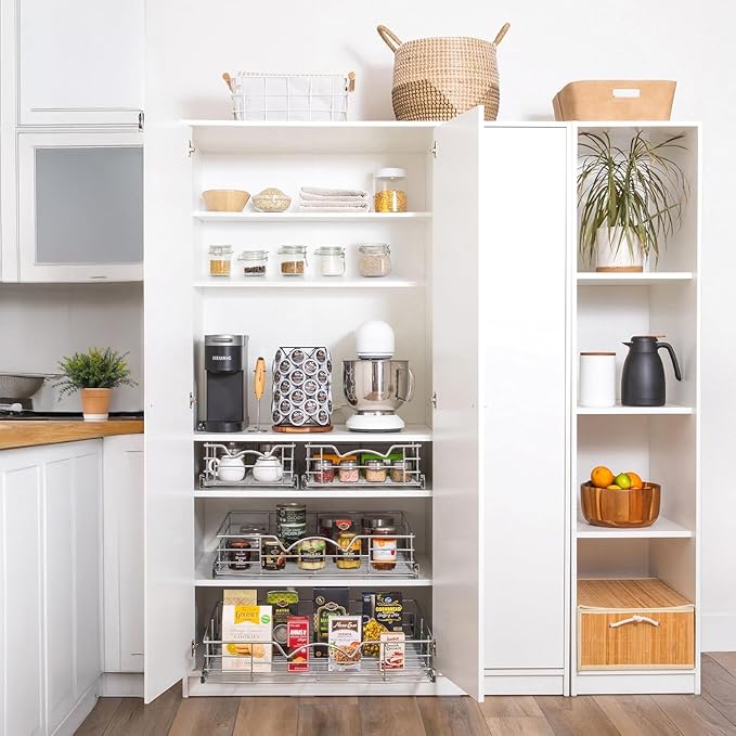 HOLDN??STORAGE Heavy-Duty Premium Collection Pull Out Cabinet Organizer, Cabinet Drawer Slide Outs, Lifetime Limited Warranty - Basket Size 14" W x 21" D x 5" H, Anti-Rust Chrome Finish | Heavy-Duty, Premium Collection, Slide Out Caddy, Anti-Rust