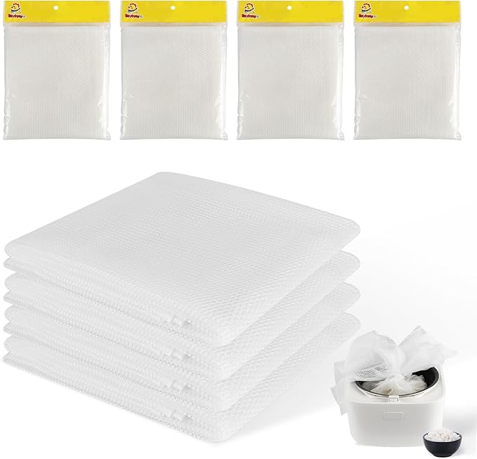 4 Pcs Rice Net, 43.3"×39.4" Sushi Rice Cooking Net,Non-Stick Rice Cooker Napkin,Reusable Home or Commercial Rice Net Napkin,Cooking Steam Cloth,Bamboo Steamer Mat Cloth