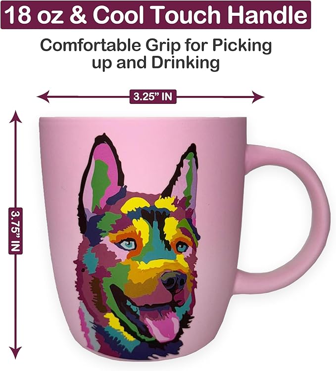 Soft Touch German Shepherd Pink Mug - 18 Oz Ceramic Coffee Mug with Premium Box - Coffee Cup for Dog Lovers - Unique Tea Cup for Every Day