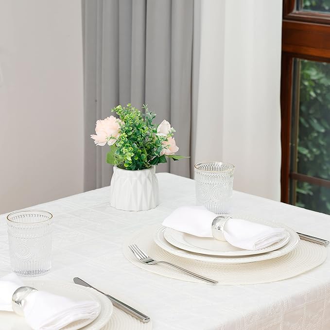 HODJOY placemat, Round Woven placemat for Indoor and Outdoor, 15", Set of 6 (White)