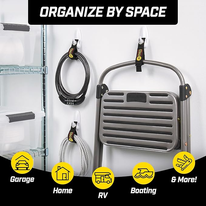 Heavy-Duty Wrap-It Storage Straps, 7-inch (6 Pack) - Hook and Loop Tool Cord Organizer, Extension Cord Hanger, Kitchen Cord Keeper, Cable Straps for Cords, Hoses, Rope, RV, and Garage Organization