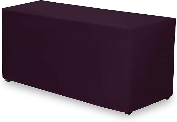 Gee Di Moda Fitted Tablecloth - 72 x 30 Inch Eggplant Floor-Length Fitted Table Cloth for 6 Foot Rectangle Table, Heavy Duty Washable Fabric for Parties, Dinner, Weddings, Baby Shower & Trade Show