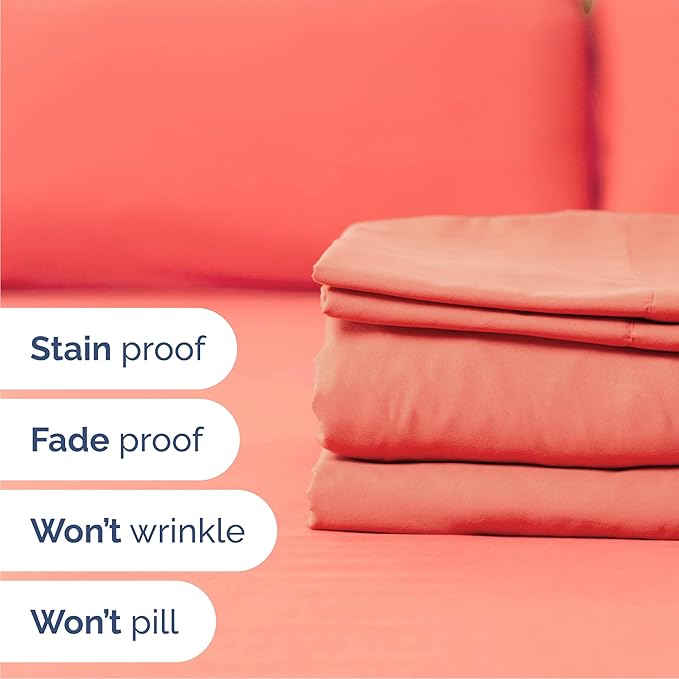 Cal King 6 Piece Sheet Set - Cooling & Breathable Bed Sheets - Hotel Luxury Bed Sheets for Women, Men, Kids & Teens - Bedding w/Deep Pockets & Easy Fit - Soft & Wrinkle Free - Cal King Coral Sheets