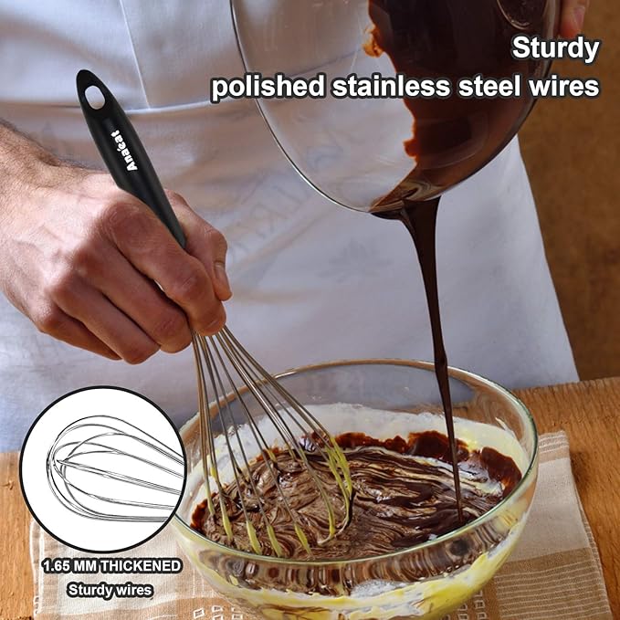 3 Packs Stainless Steel Whisk Set - Balloon Whisk, Anaeat Thick Stainless Steel Wire 竊?Strong Handles, Egg Beater for Cooking, Blending, Whisking, Beating and Stirring (9"+11"+12")