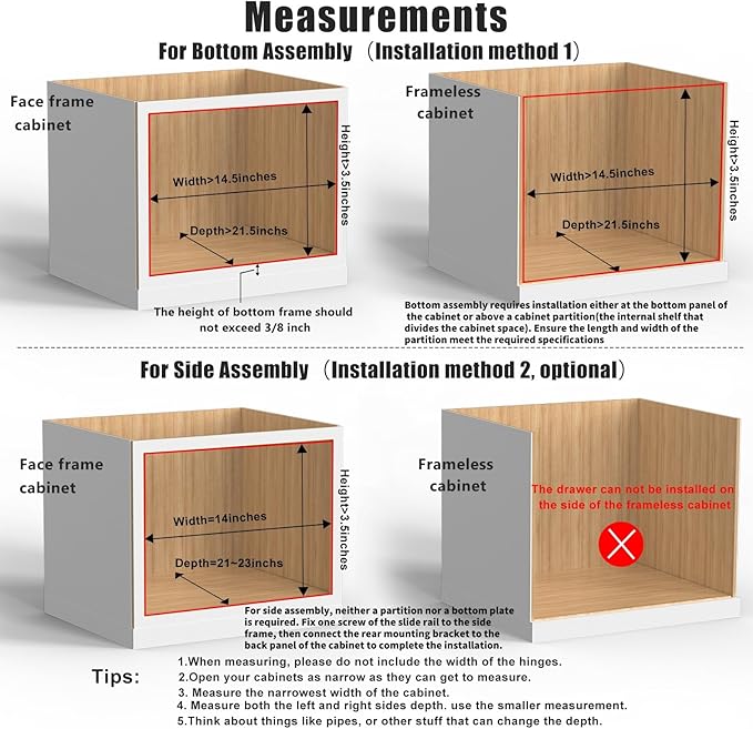 13?쓂 x 21?쒭 x 3?쒱 Soft Close Slide Out Wood Drawer Organizer for Kitchen, (Cabinet Opening Width>14.5 inches for Bottom Assembly, Width= 14 inches for Side Assembly)
