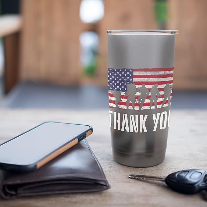 Thank You - Patriotic America Veterans Memorial Day Stainless Steel Insulated Tumbler
