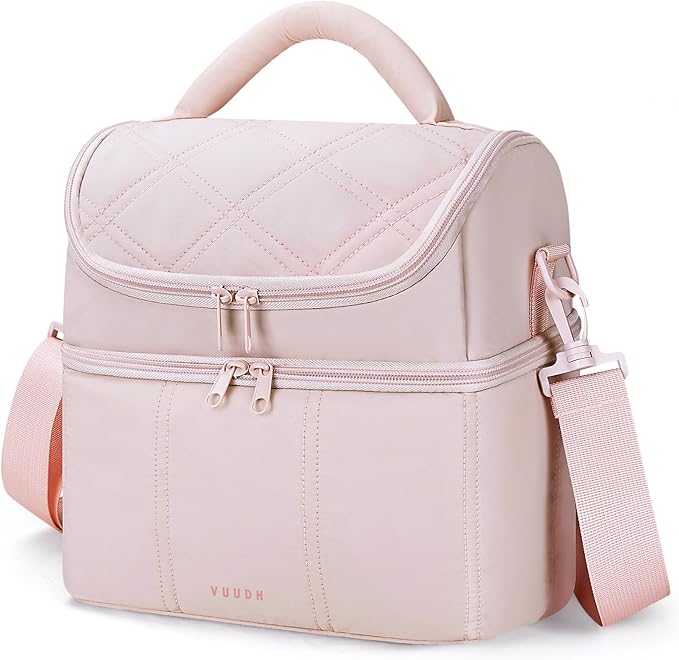 Vuudh Insulated Lunch Bags for Women, Quilted Lunch Box, Lightweight Puffy Padded Waterproof Lunch Tote, Reusable Lunch Cooler bag for Work Picnic Travel