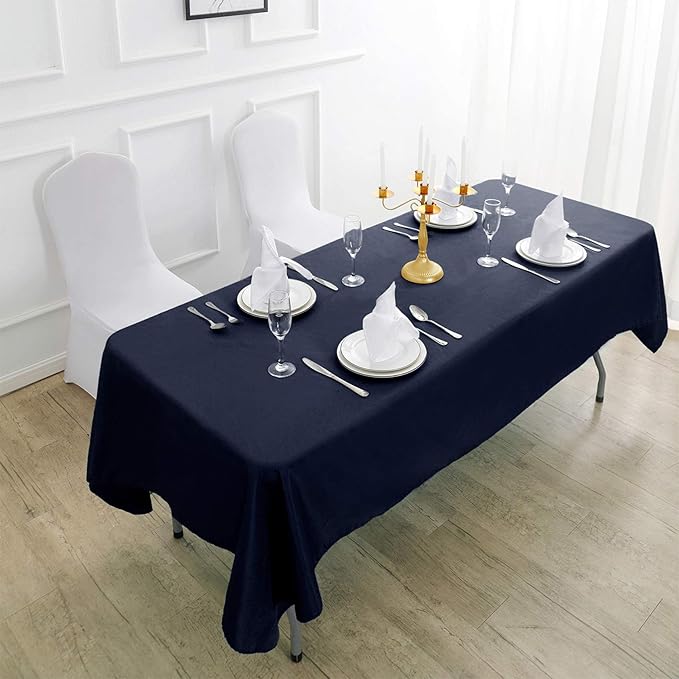 Cupuamon Rectangle Tablecloth 60x120 inch Washable Polyester Fabric Table Cloth for Wedding Party Dining Banquet Decoration（60x120, Navy）